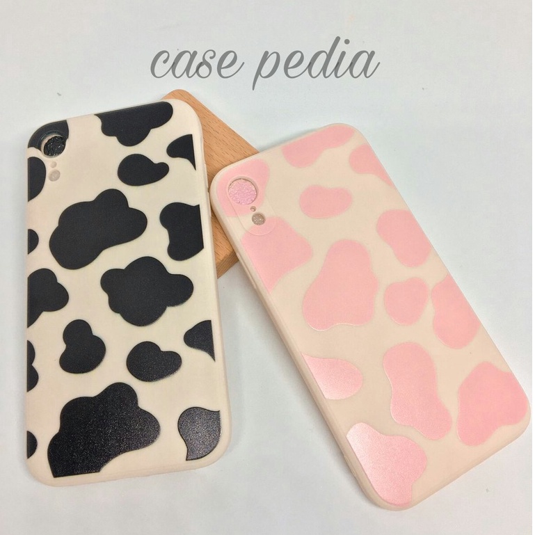 Soft Case iPhone 6 6S 7 8 + Plus SE 2020 X XR XS 11 12 Pro Max Casing Cow Black White|Pink White
