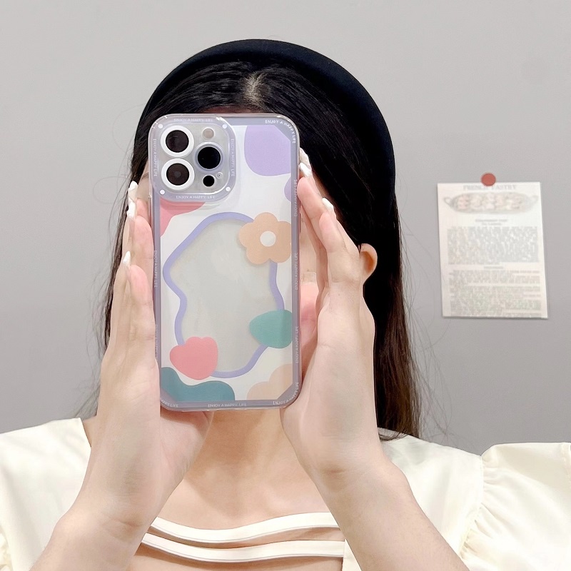 Soft Case Pelindung Lensa Anti Jatuh Motif Bunga Untuk iPhone 13 12 Pro MAX 11 X XR XS MAX 7 8 Plus