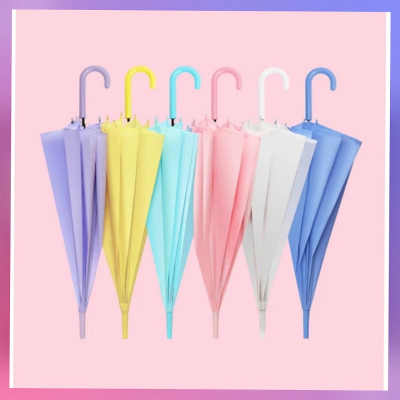 Payung Transparan Style Korea Jepang Import Polos Warna Warni Payung Lipat Bening Cantik Payung Rainbow Umbrella Fashionable Candy Color Import