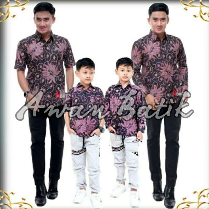 TERBARU Couple sweet || couple batik ayah dan Batik anak cowok BATIK UNGU Batik Terbaru Batik 2022