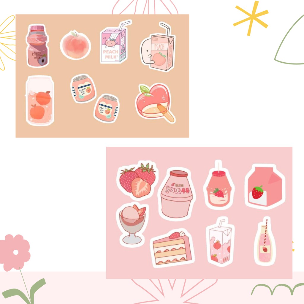 

Stiker Lucu/Cute Sticker - Peach & Strawberry (Harga per 1 lembar)