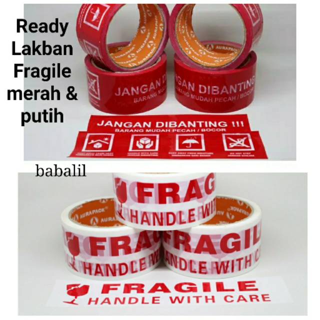 

Lakban Fragile Merah Putih 2 inch / Isolasi Jangan Dibanting 100