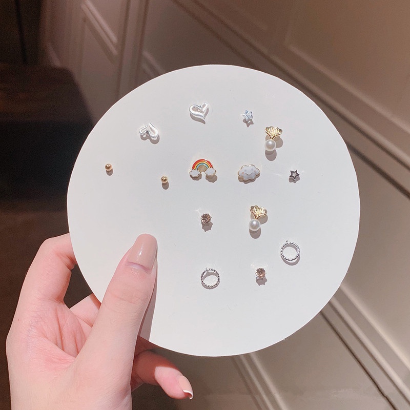 We Flower 7 Pairs S925 Silver Snowflake Butterfly Dolphin Stud Earrings Set for Women Girls Chic Ear Jewelry-16