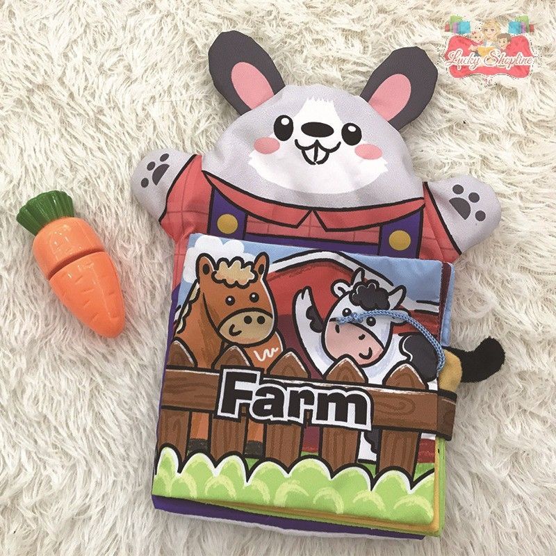 Puppet Softbook Buku Cerita Bayi Anak BUSY BOOK Soft Book Montessori 3D book Jungle Activity