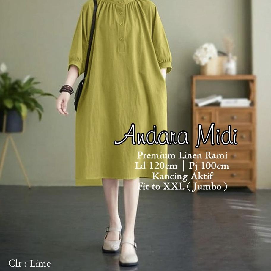 스 Midi Dress Jumbo Bigsize Wanita ANDARA Baru
