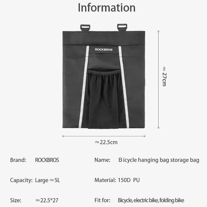 ROCKBROS D48 -Bicycle Storage Bag - 5L Capacity with Reflective Strip - Tas Sepeda 5L dari ROCKBROS