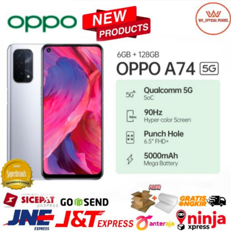 OPPO A74 (5G) RAM 6/128GB GARANSI RESMI ORIGINAL SEGEL