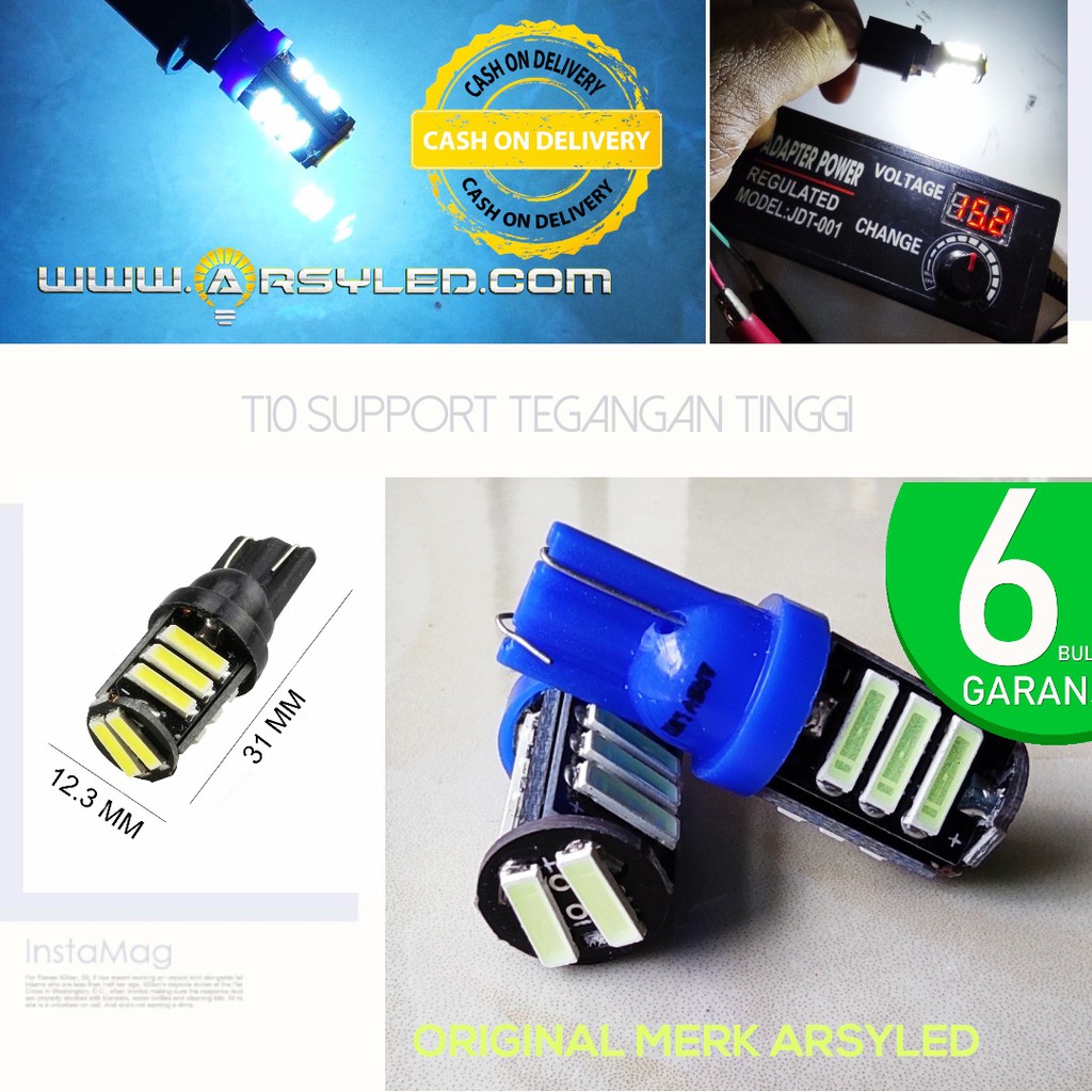 Lampu Led senja Motor Mobil T10 7014 11 titik Sein Mundur Super Terang Beat Vario Mio Garansi-2