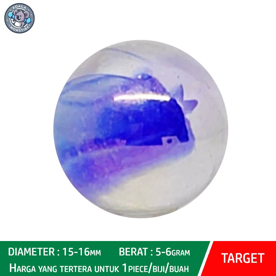 TARGET Kelereng Gundu Blue Rainbow Marble Balap Belimbing Biru