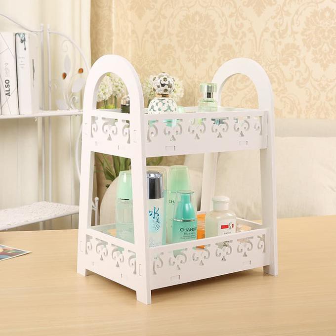 Rak Kosmetik Kayu Rak Meja Kosmetik Rak Meja Belajar Rak Kecil Serbaguna Make Up Makeup Putih Mini