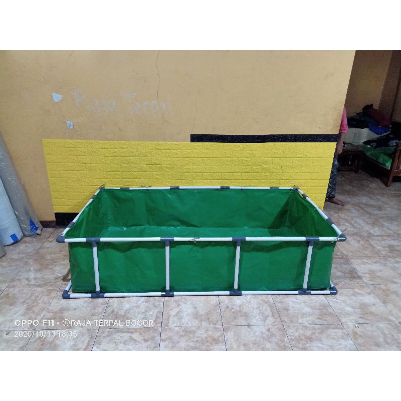 KOLAM TERPAL RANGKA PIPA FULSET 150x100 TINGGI 50CM