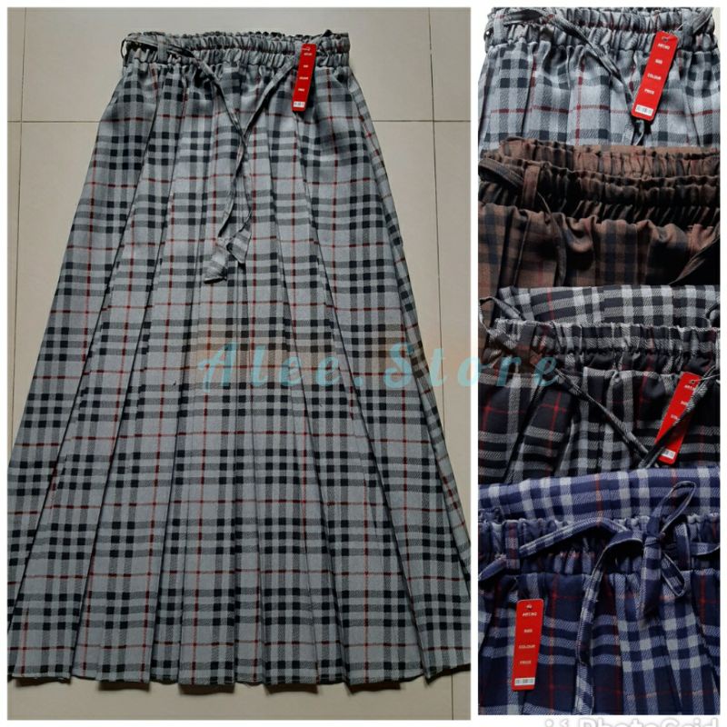 ROK TARTAN PLISKET//ROK PLISKET KOTAK//ROK PLISKET PANJANG
