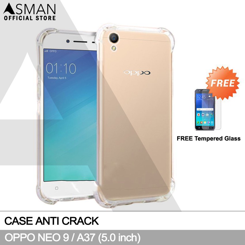 Anti Crack OPPO Neo 9 / A37 (5.0&quot;) | Soft Case Anti Bentur  + FREE Tempered Glass