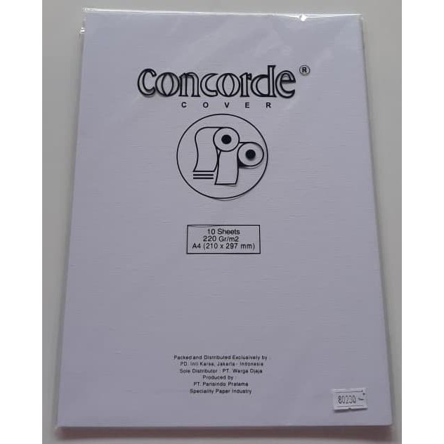 

NEW Kertas Concorde 220 Gr A4 (80230) - White (Pak Isi 10 Lembar) TERLARIS