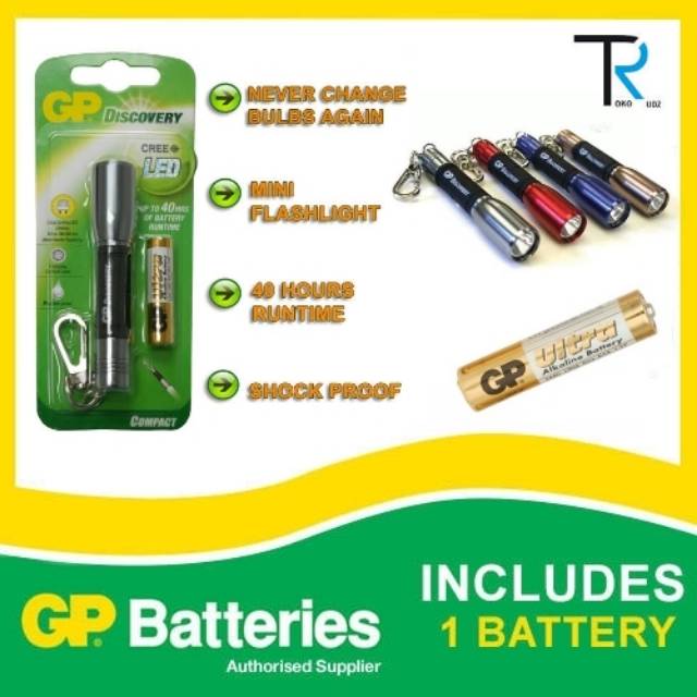 Senter Emergency LED Cree GP Discovery GRATIS Baterai AAA Ultra Alkaline