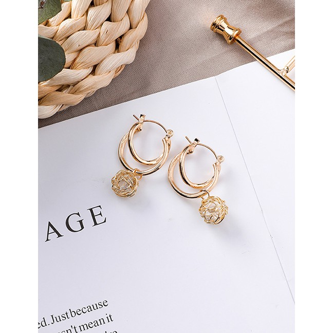 LRC Anting Tusuk Fashion Gold Gold Skein Crystal Earrings F48294