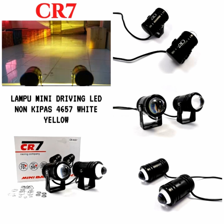 Lampu Tembak Laser Foglamp 2 Warna Mini Kecil Driving LED CR7 Waterproof Semua Motor Universal