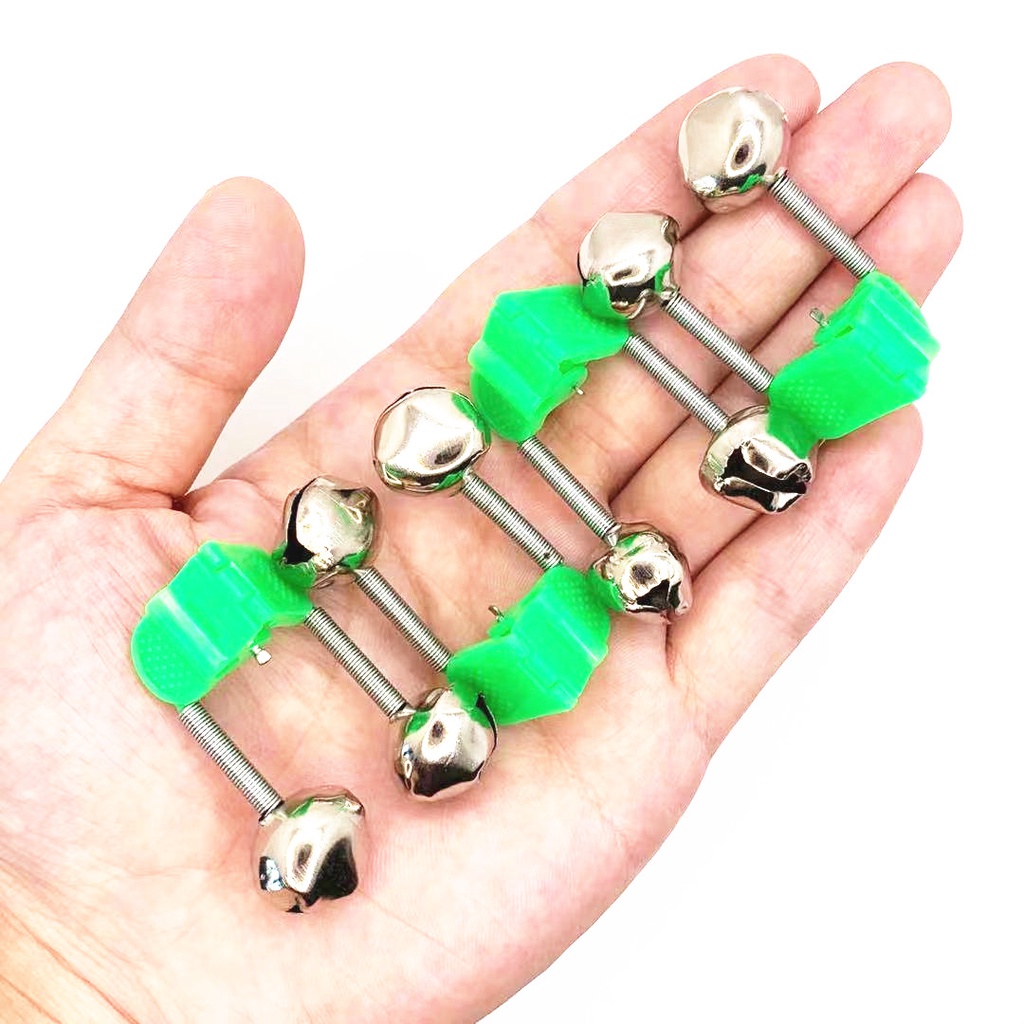 1Pcs Tip Ujung Penjepit Pancing Ikan Bite Lure Alarm Peringatan Twin Bell Cincin Klip Fishing Bite Alarms Fishing Rod Bell Rod Clamp Tip Clip Bells Ring Green ABS Fishing Accessory Outdoor Metal