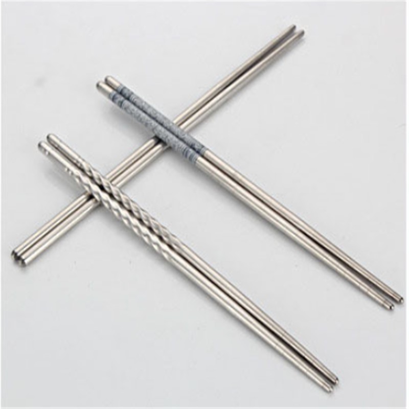 Chopsticks Stainless Tebal Sumpit Stainless 3 Pasang Motif Ulir Polos High Quality