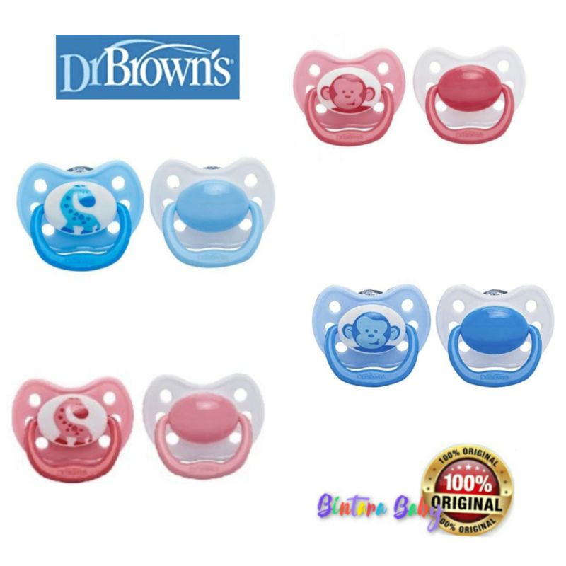 Empeng Bayi Dr Brown's Pacifier 6 -12m / Dr Browns pacifier Orthodontic Soothers SATUAN