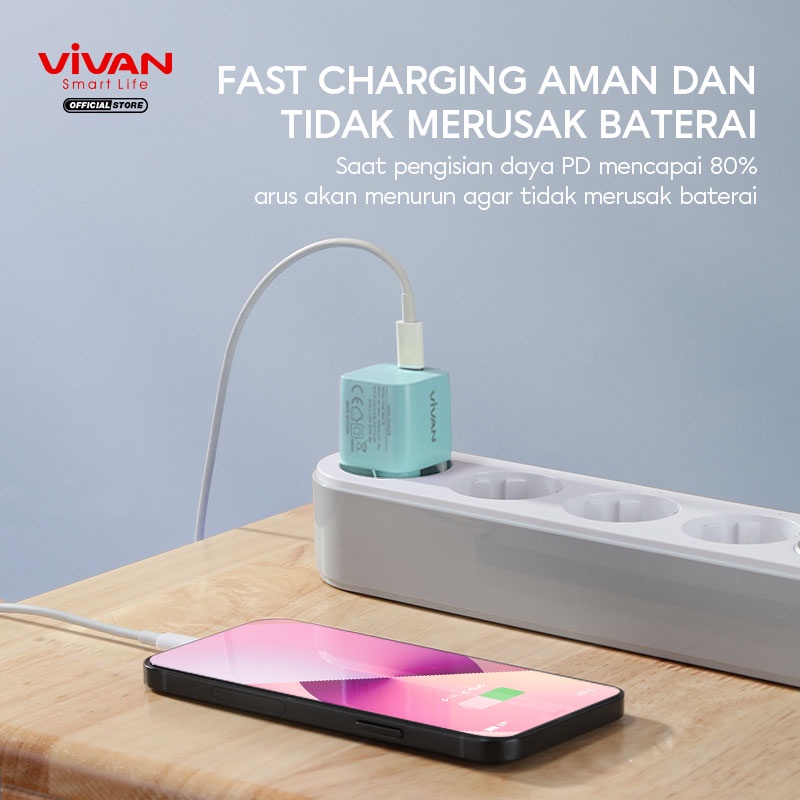 VIVAN Charger Nano Fast Charging 20W 3A Type-C (PD) Multi Protection Garansi 1 Tahun