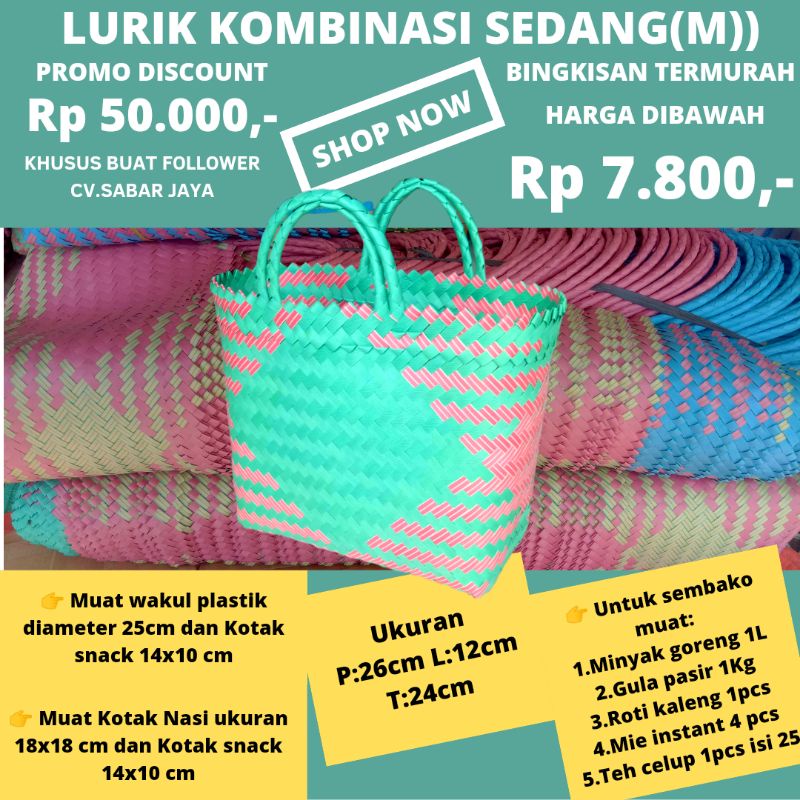 Tas Anyaman Plastik TANGGUNG (M) Tas anyam plastik untuk hampers souvenir STOCK READY