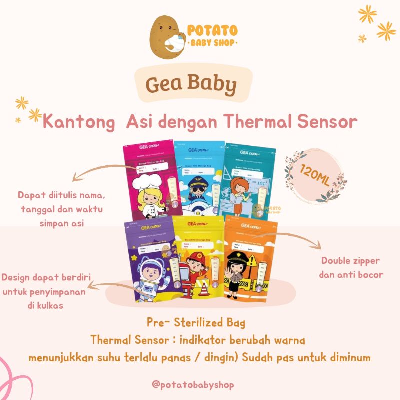 TERMURAH GEA Baby Breastmilk Storage Bag 120ml - Kantong Asi Gea &amp; Box