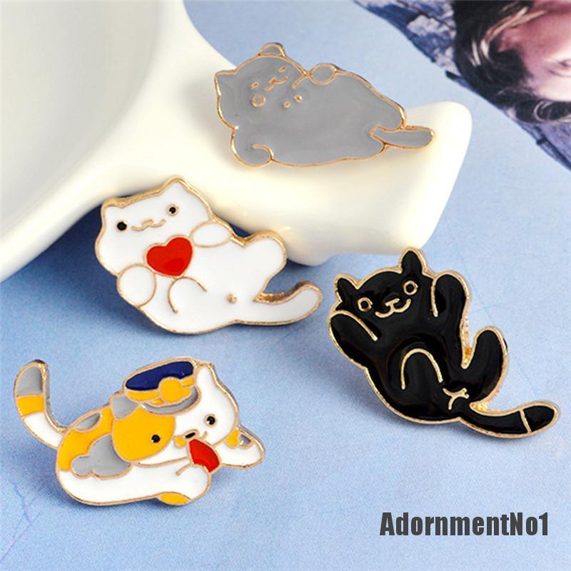 (Adornmentno1) 4pcs / set Bros Pin Enamel Desain Kartun Kucing Untuk Wanita