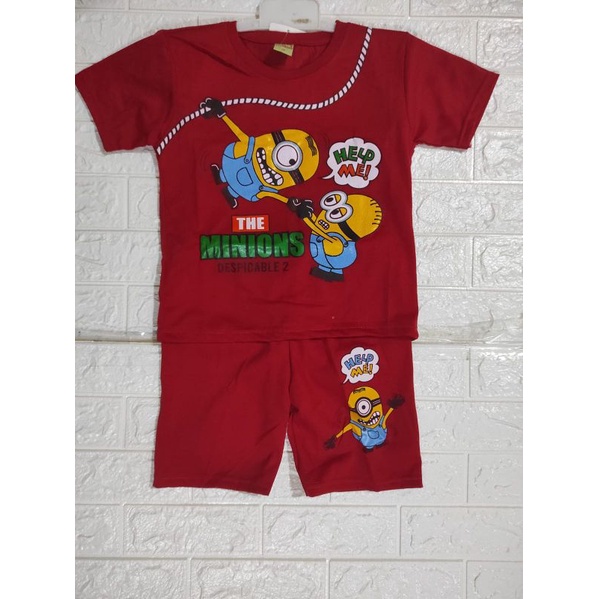 Setelan anak cowok gambar minion/baju karakter /baju cowok umur 2 sampai 7 tahun