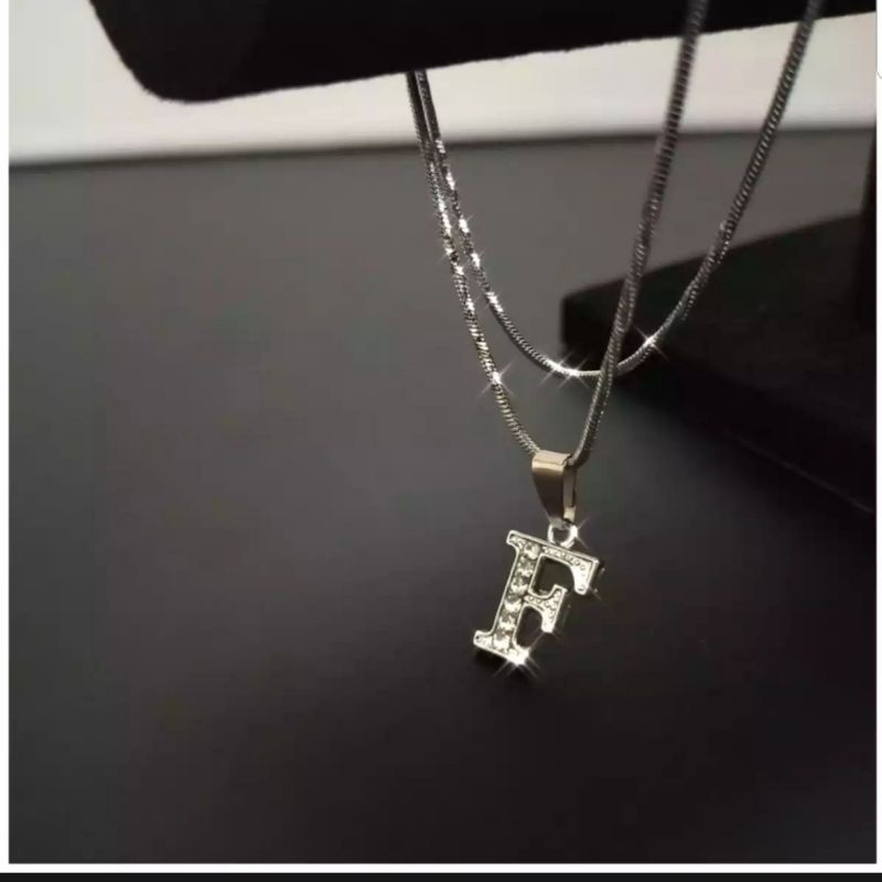 KALUNG RHODIUM HURUF ANTI KARAT / KALUNG RHODIUM SILVER ANTI KARAT A sampai Z