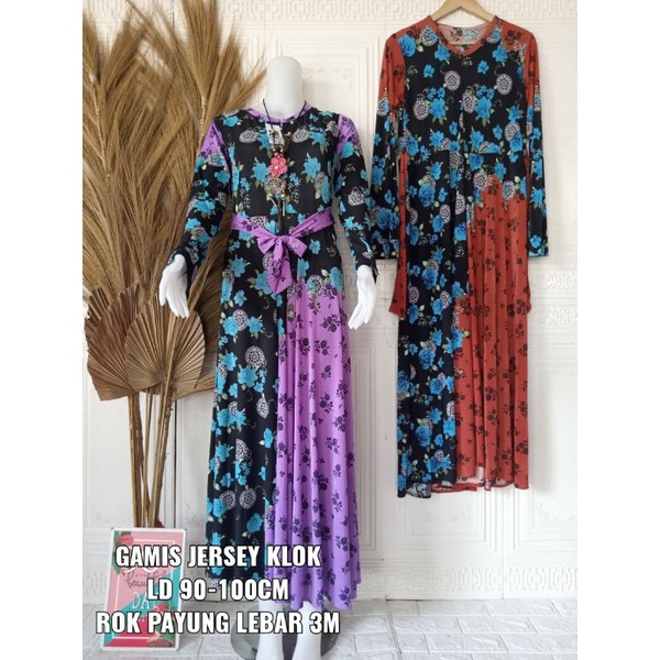 Gamis Jersey klok bahan Jersey adem jatuh