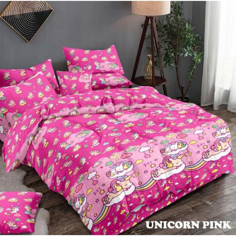 BAHAN KAIN SPREI METERAN MOTIF UNICORN DISPERSE MIKROTEK | kain sprei meteran little pony pink