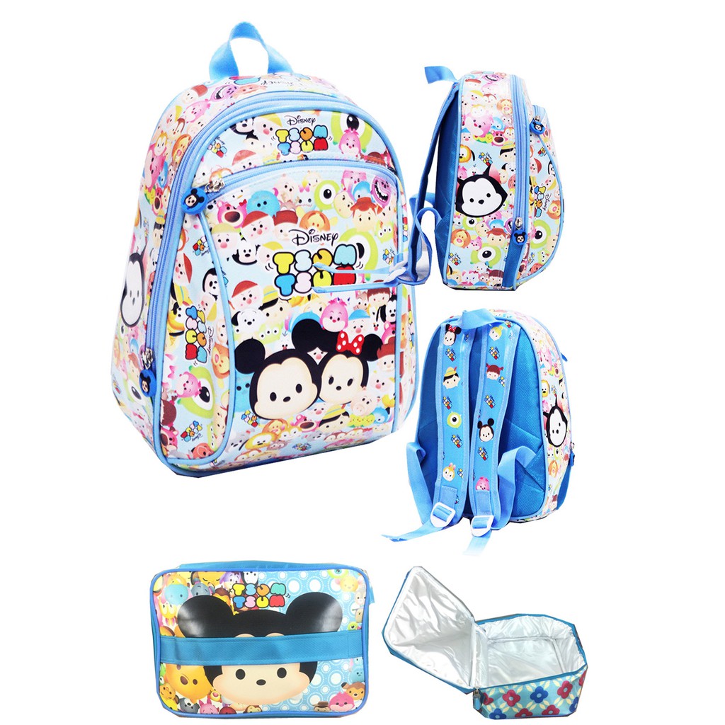 Tas Ransel Sekolah Anak PG tsum biru Full Motif LB - Blue PG TSUM BIRU + Lunch bag