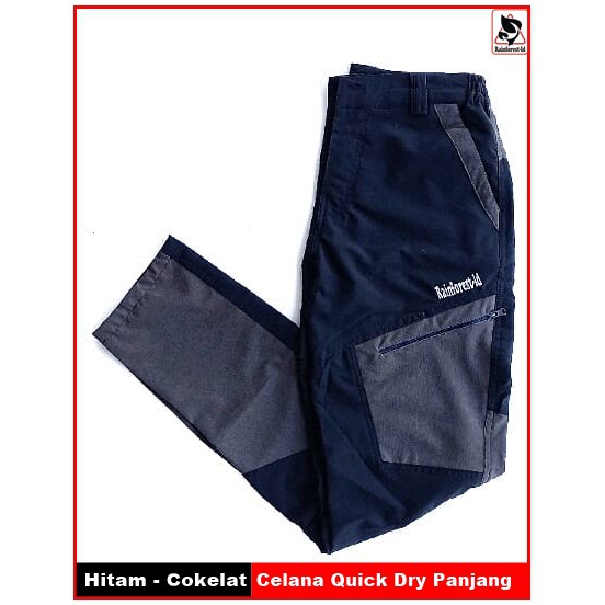 Celana Quick Dry Strecth Rainforest-Id Celana Gunung Panjang Quick Dry Strecth Variasa Hitam-Cokelat