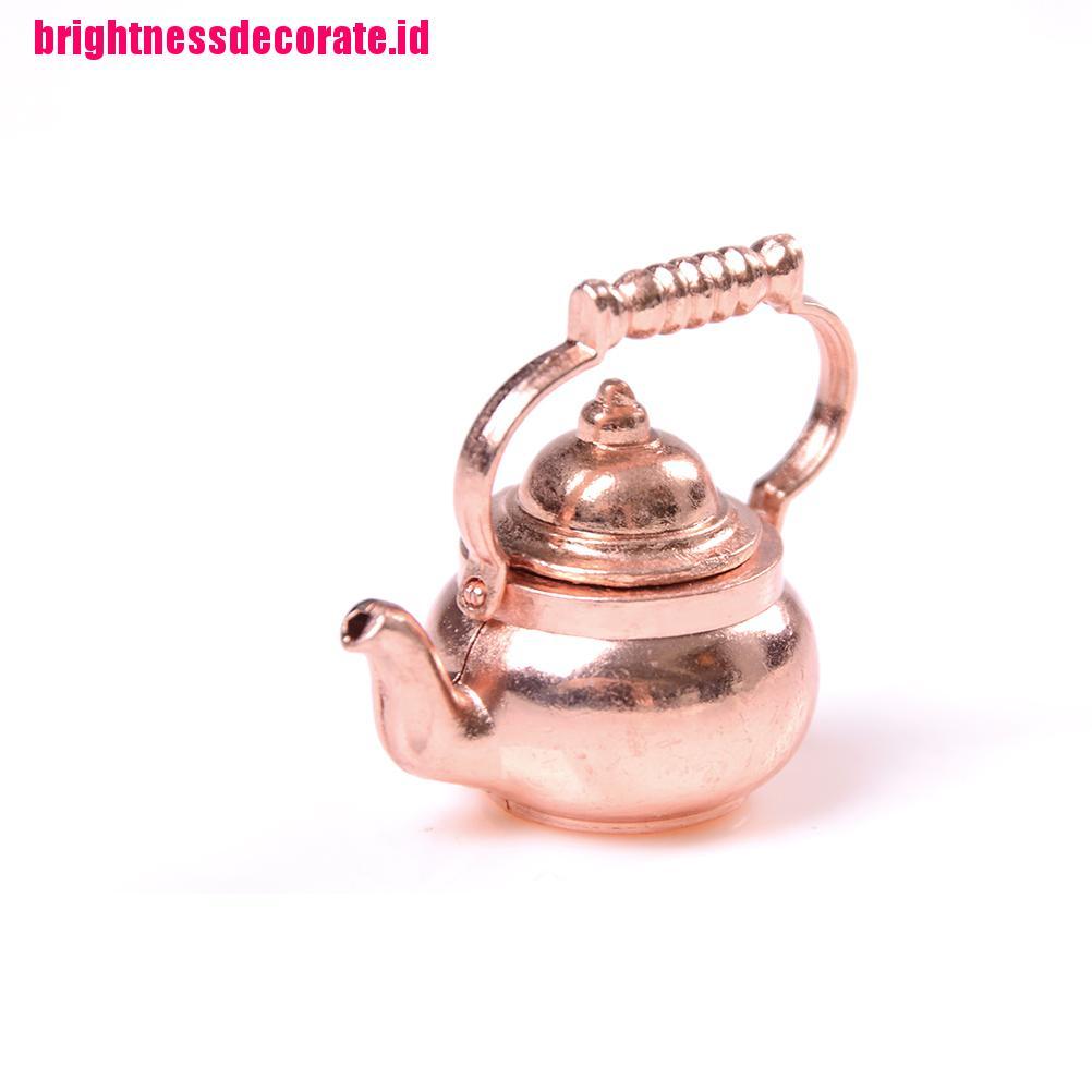 BrightID 1 PC 1/12 Dollhouse Miniature Copper Tea Kettle/Tea Pot