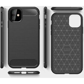 Case Slim Fit Carbon iPhone 11 6.1 inchi Softshell Fiber Multi Carbon Anti Melar Elastis