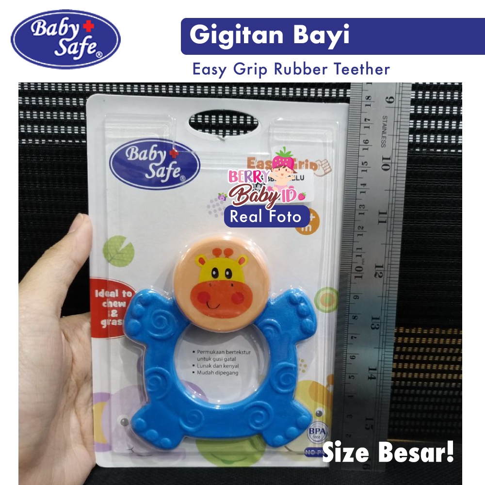 Baby Safe Easy Grip Rubber Teether TT003 Gigitan Bayi dengan Rattle Karakter Lucu BBS063 Berry Mart