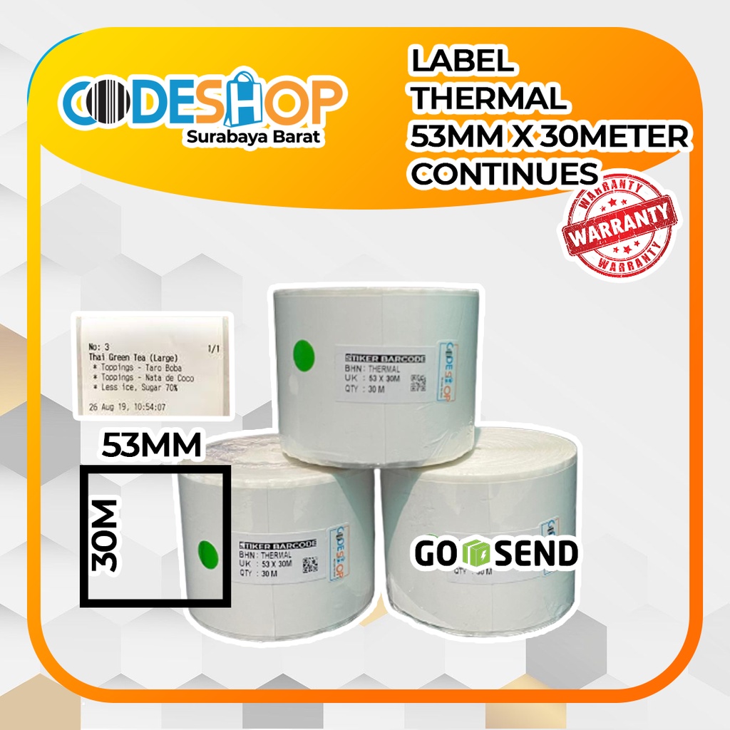 Label Stiker Uk 53 x 30 Meter Thermal Continues