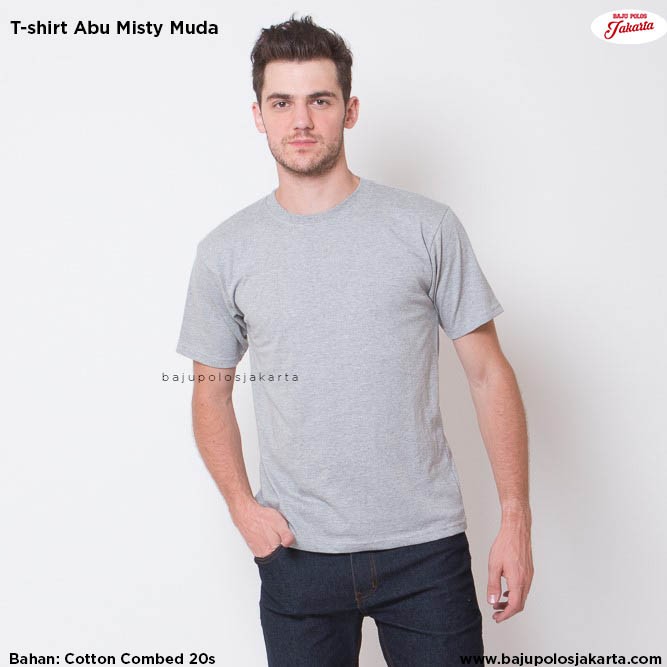 Baju Polos Abu Misty Muda Cotton Combed 20s size S XXXL Baju Polos Abu Misty Muda Cotton Combed 20s size S XXXL