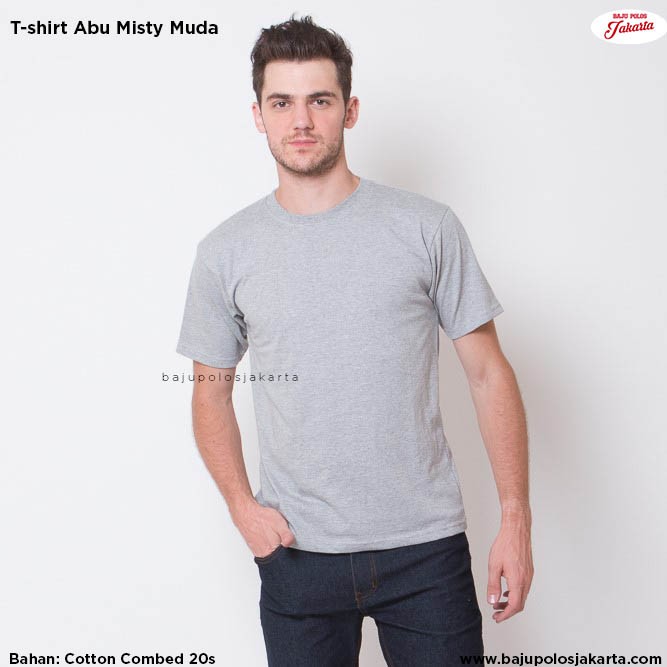 Baju Polos Abu Misty Muda Cotton Combed 20s size S XXXL 