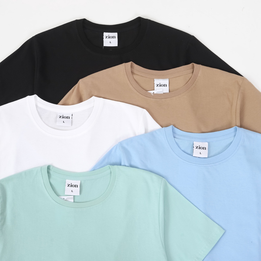 Zion Basic Kaos Polos 100% Cotton Combed 30s Premium - Putih Netral