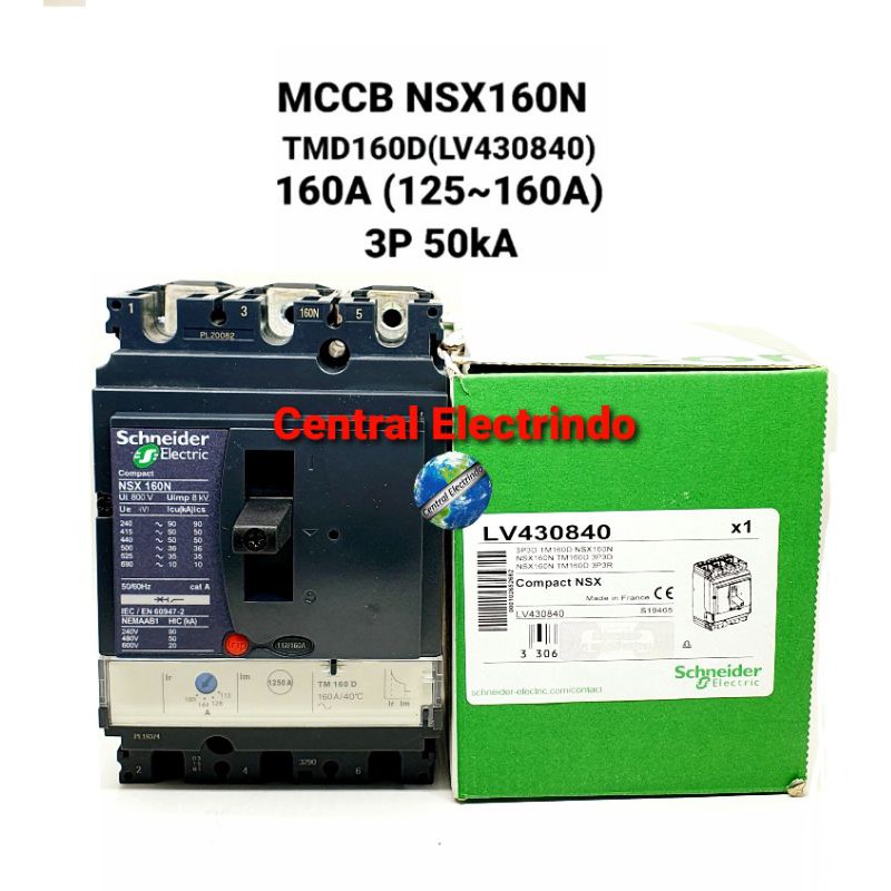 MCCB NSX160N 3P 160A(125~160A) TMD160D LV430840 50kA.