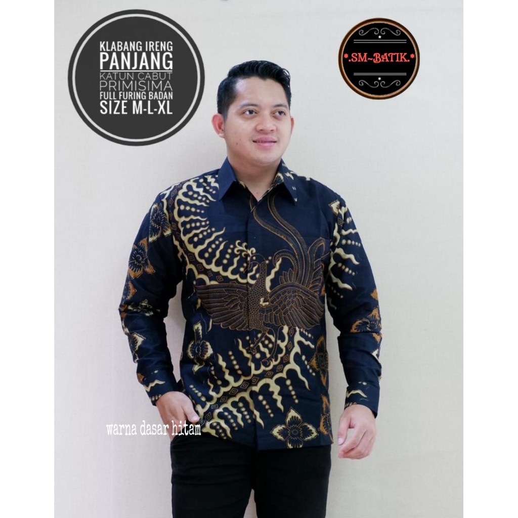 Kemeja Baju Batik Pria Lengan Panjang PREMIUM Modern LAPIS FURING KLABANG IRENG SM BATIK