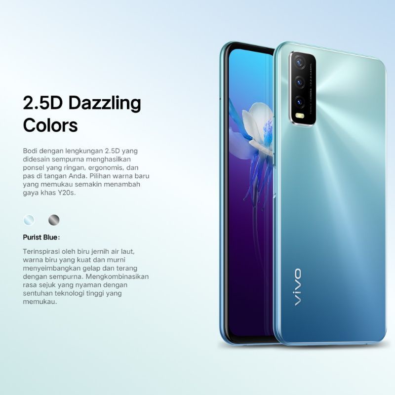 VIVO Y20SG RAM 4/128GB WARNA BLACK & BLUE GARANSI RESMI VIVO 12 BULAN
