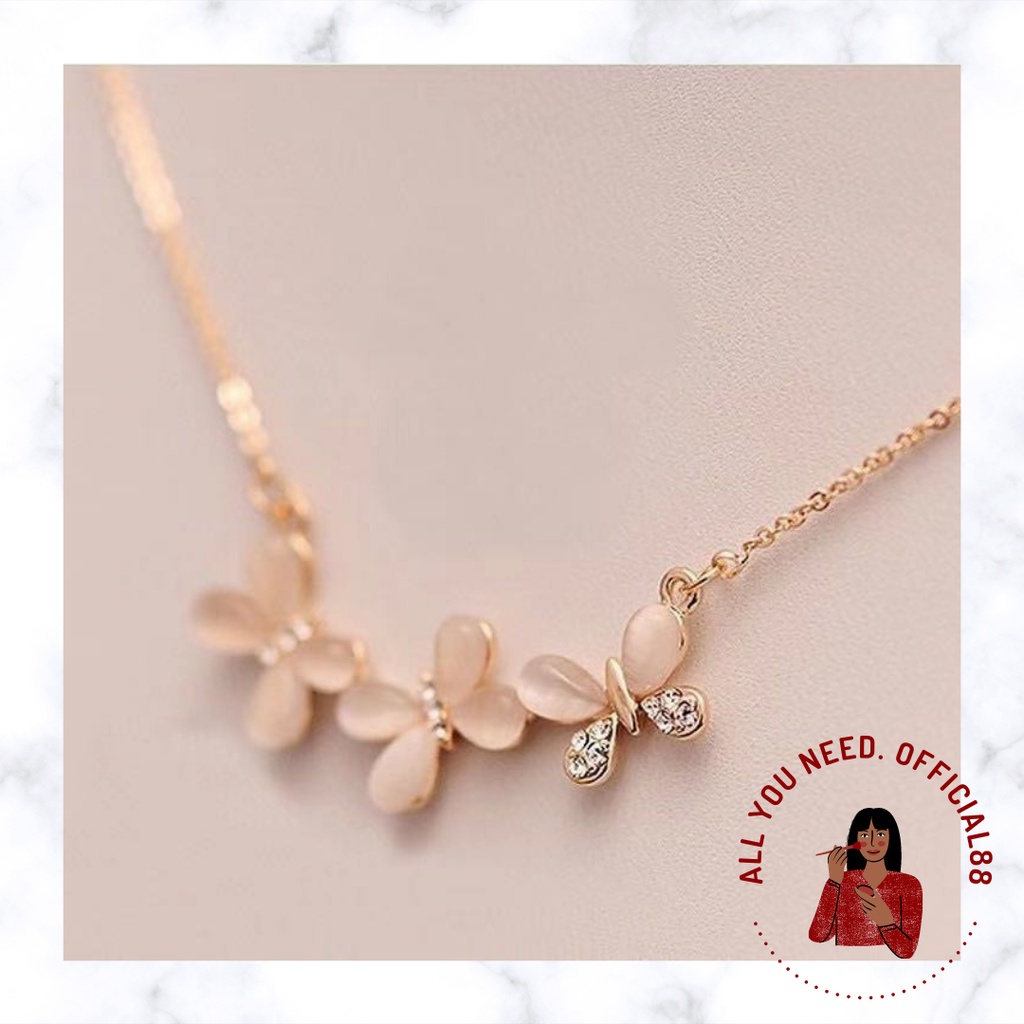 ✿AYN✿ Kalung Liontin Kupu-Kupu Ganda FA126 Korean Fashion / Kalung Tiga Kupu-Kupu Wanita ootd