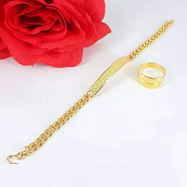 Set Gelang dan cincin emas london imitasi