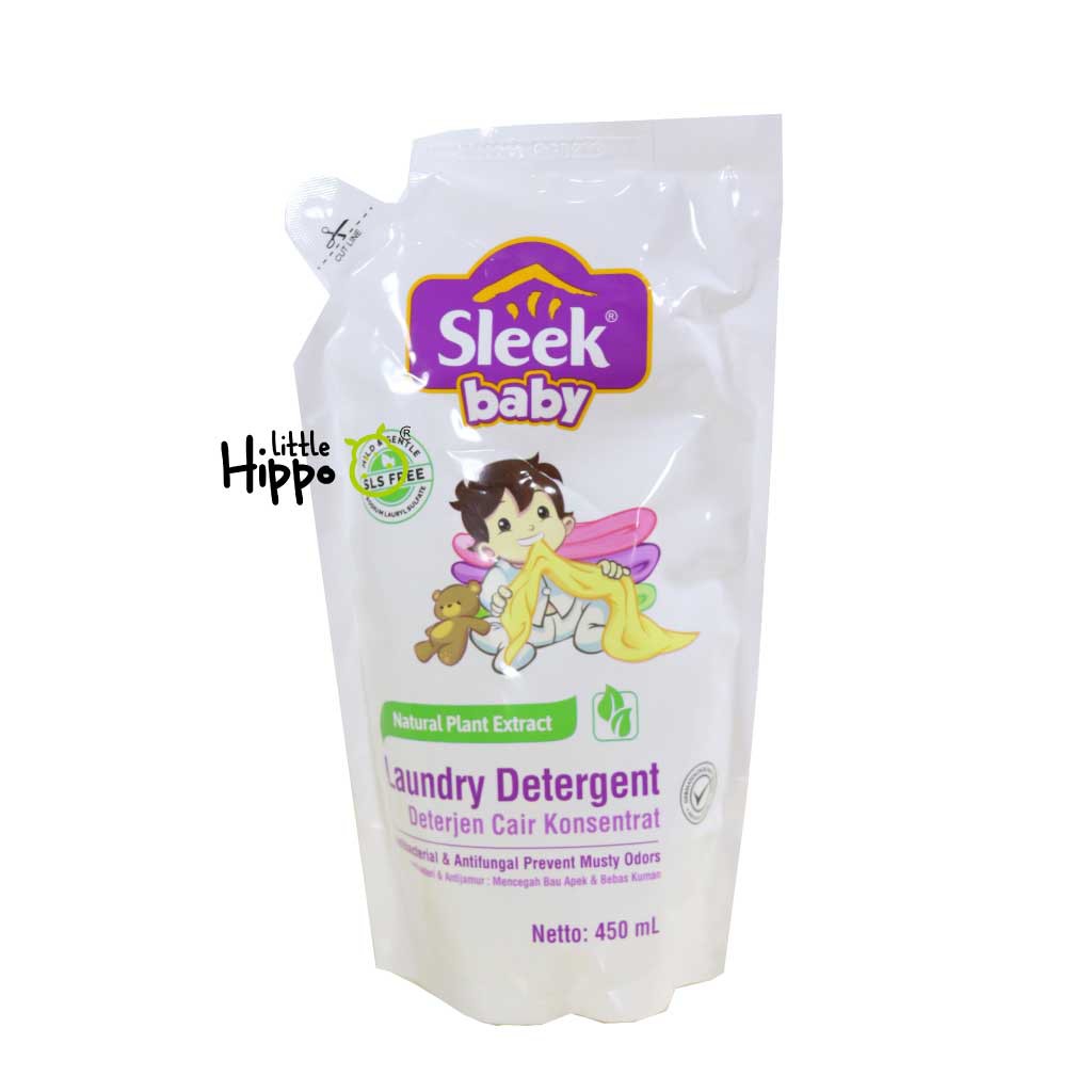 Sleek Baby Laundry Detergent Refill 450ml Sleek Sabun Cuci Baju Cair Isi Ulang Laundri Detergen Pembersih Pakaian Bayi Refill Sleek Anti Bau Apek Anti Jamur Anti Bakteri 450ML Refill
