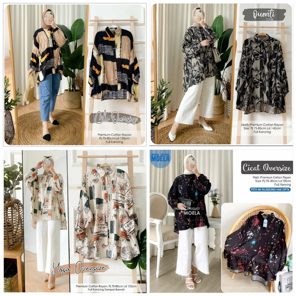 Atasan Kemeja Wanita Casual Rayon Jumbo Oversize Terbaru