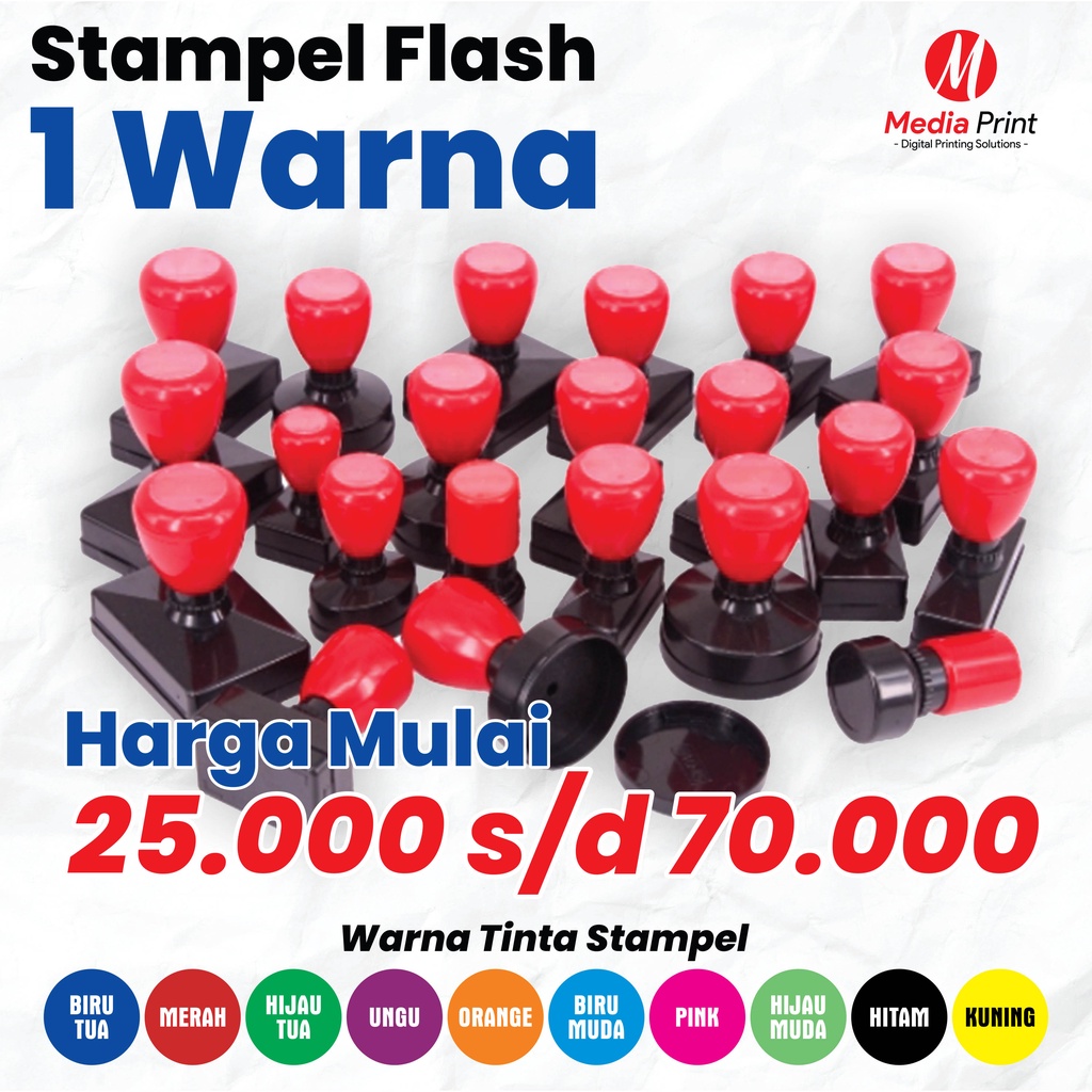 

STEMPEL WARNA FLASH | STEMPEL UKURAN STANDARD TERMURAH | 1 WARNA