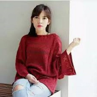  CROP  JARING  RAJUT  SWEATER CROP  BAJU  RAJUT  CROP  